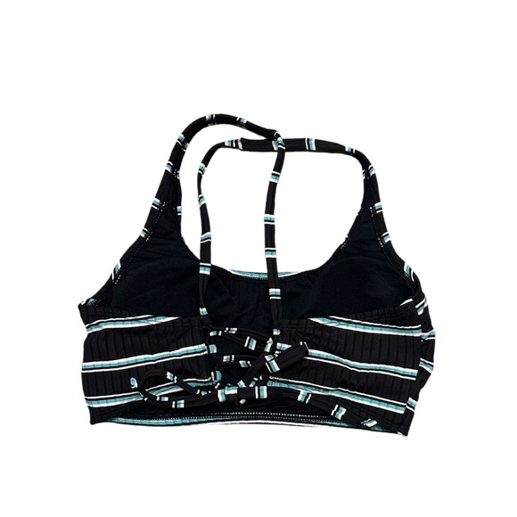 Aqua Couture Large Bikini Top Front Wirefree Padded Bra Stripe Black Blue NWT - Picture 4 of 9